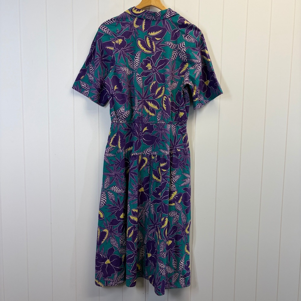 Vintage California Girl Dorothy Samuel 80s Tropical Dress Women Size 14 Cottage - Picture 2 of 10